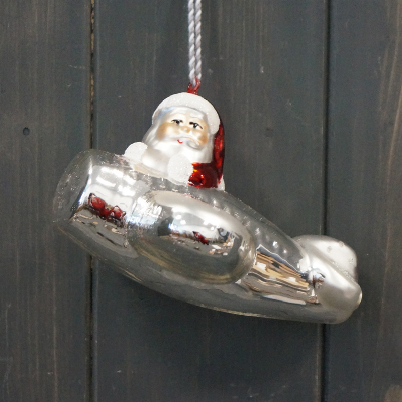 Silver Plane Glass Hanging Ornament detail page